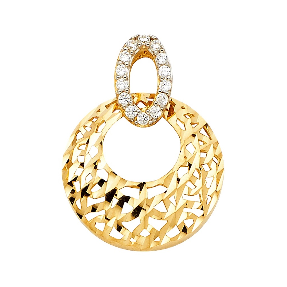 14K Yellow Gold  CZ Pendant